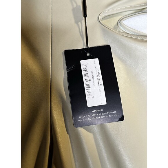 NWT PRETTY LITTLE THINGS FLARE LEG Tan Faux Leather Pants…Size US 10 - Picture 4 of 7